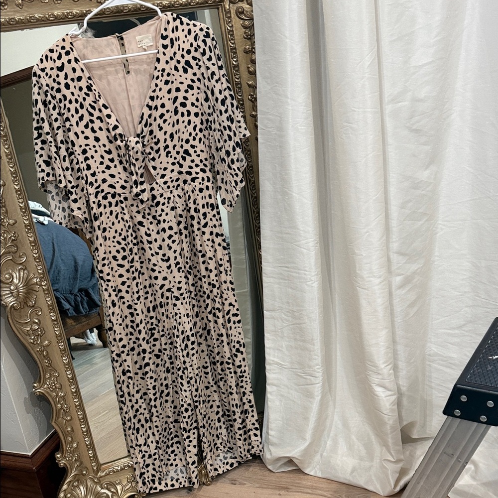 Leopard Print V-Neck Dress